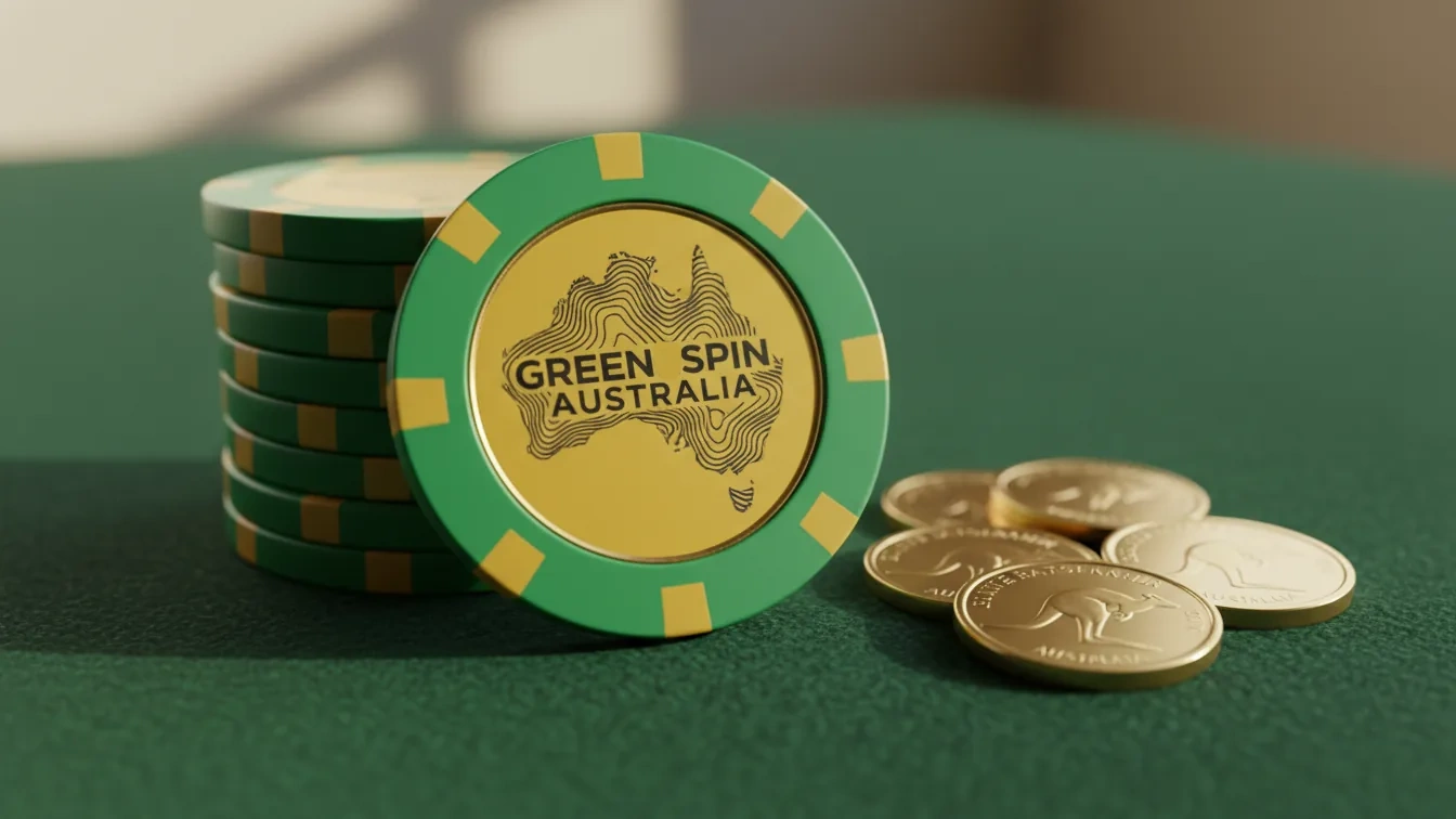 Greenspin casino logo, glowing green